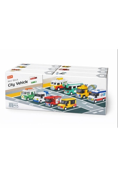 MASKOETİCARET Asya DIY City Vehicle Mini Block Brickz 8-Piece Car Set