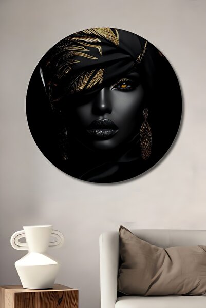 Teona Ahşap Pictură decorativă rotundă de perete cu aspect de lemn, cu o față...