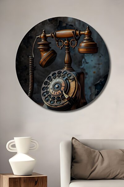 Teona Ahşap Pictură decorativă rotundă de perete, cu aspect de lemn, cu desig...