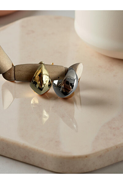 Xui Kalın Bombeli Çelik Earcuff Kıkırdak Deliksiz Küpe Gold Renk -Halka Earcu...