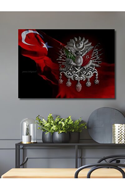 Teona Ahşap Osmanlı Sancakları Yağlı Boya Görünümlü Dekoratif Ahşap Tablo