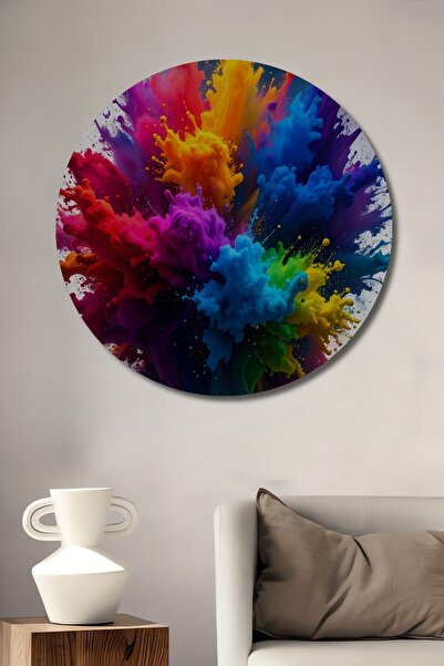 Teona Ahşap Pictură decorativă rotundă de perete, cu aspect de pictură în ule...