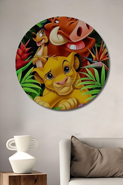 Teona Ahşap Regele Leu Simba și prietenii săi Tablou decorativ din lemn cu as...