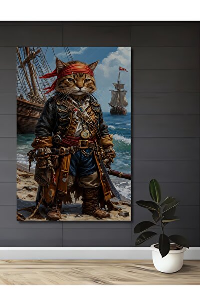 Teona Ahşap Tablou decorativ din lemn Căpitanul pisică Războinicul Pirat