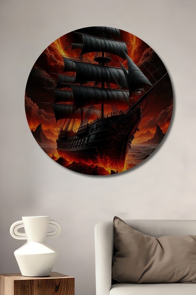 Teona Ahşap Navă cu suflete întunecate, pictură decorativă pe lemn cu aspect ...