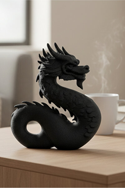 Datdijital Modern Siyah Ejderha Biblo Heykel – Dekoratif Fantastik Figür – Uz...