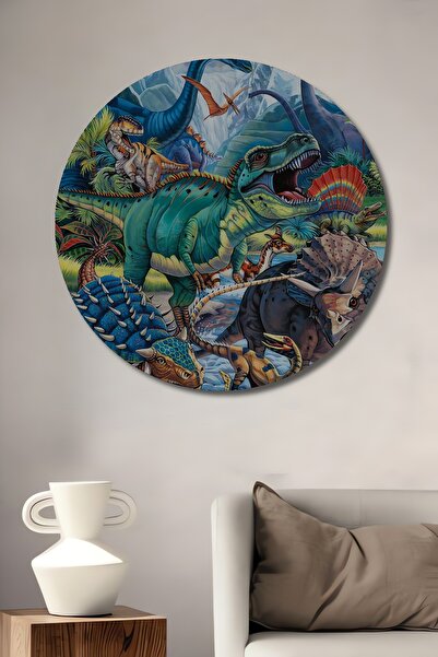 Teona Ahşap Tablou decorativ din lemn cu aspect de regatul dinozaurilor, pict...