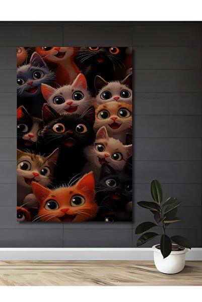 Teona Ahşap Tablou decorativ din lemn cu aspect de pictură în ulei, cu pisică...