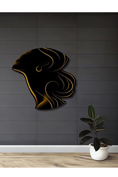 Teona Ahşap Γυναικεία Σιλουέτα Χρυσής Λάμψης με Ελαιογραφία και Ξύλινη Διακοσ...