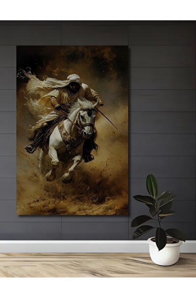 Teona Ahşap Διακοσμητικό ξύλινο πίνακα με ελαιογραφία που απεικονίζει ιππότη ...