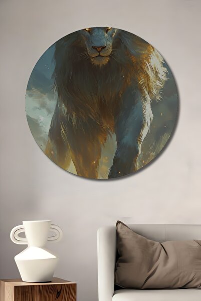 Teona Ahşap Pictură decorativă din lemn cu aspect de pictură în ulei cu leu a...