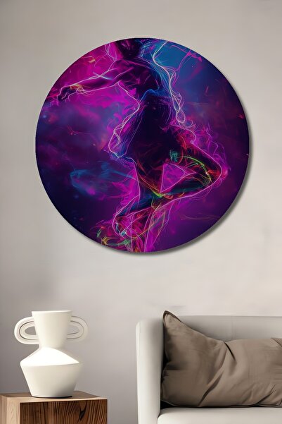 Teona Ahşap Pictură decorativă din lemn Neon Energy Dancer Pictură rotundă de...