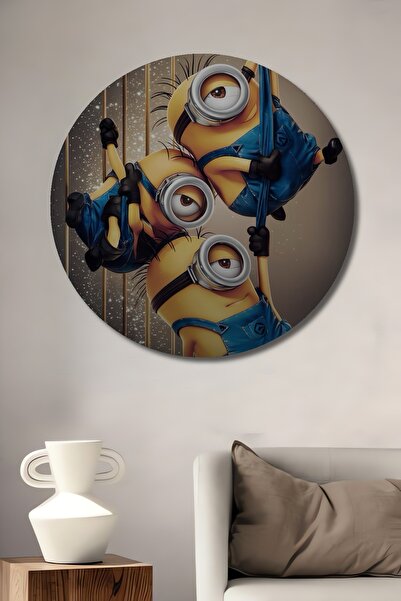 Teona Ahşap Pictură decorativă din lemn Minions Pictură rotundă de perete