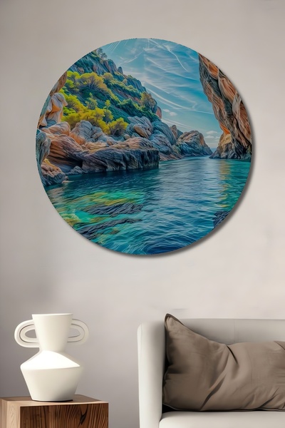 Teona Ahşap Peisaj misterios al grotelor, pictură decorativă pe lemn cu aspec...