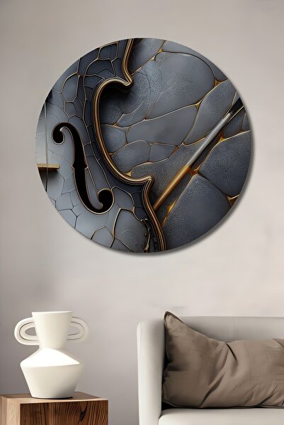 Teona Ahşap Vioara si arcul cu accente aurii, arta abstracta, pictura decorat...