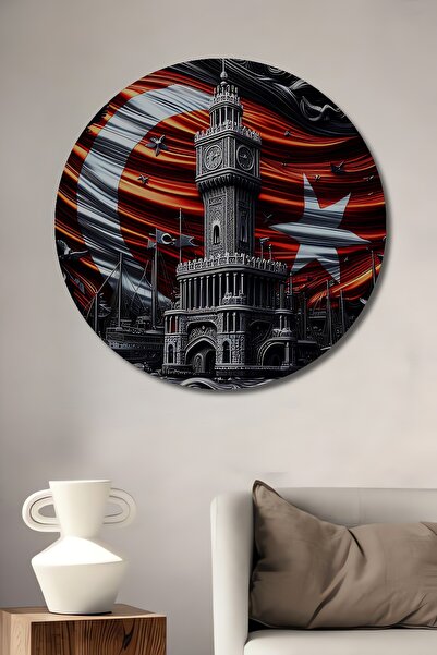 Teona Ahşap Turnul Ceasului Izmir Steagul Turc B cu imprimeu Tablou decorativ...