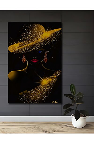 Teona Ahşap Χρυσός Λαμπερός Κομψός Γυναικείος Διακοσμητικός Ξύλινος Πίνακας μ...