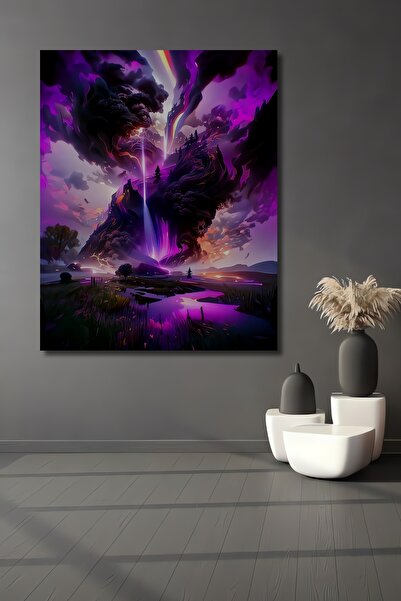 Teona Ahşap Tablou de artă abstractă cu aspect de pictură în ulei, cu cascadă...