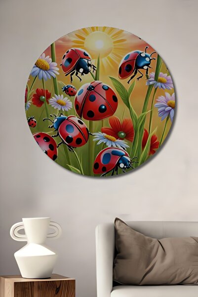 Teona Ahşap Pictură decorativă rotundă de perete, cu aspect de lemn, cu flutu...