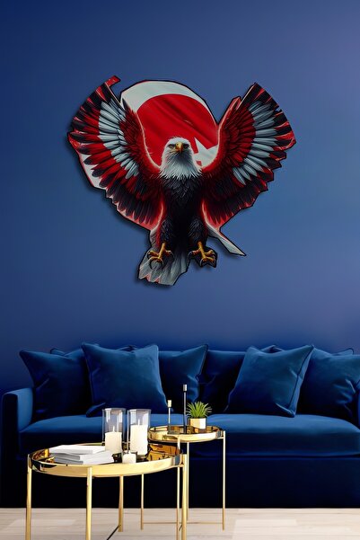 Teona Ahşap Aripi de vultur, steag turcesc, pictură decorativă din lemn cu as...