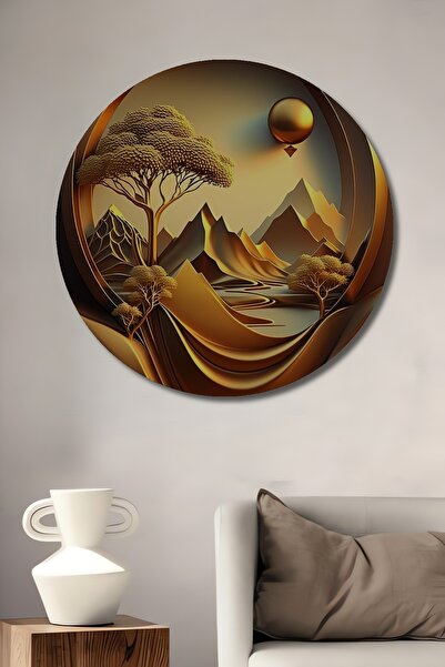 Teona Ahşap Peisaj de pădure aurie, pictură în ulei, tablou decorativ din lem...