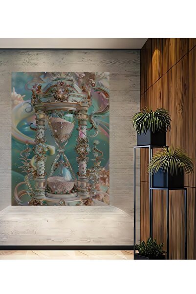 Teona Ahşap Pictură decorativă pe lemn cu aspect de clepsidră de poveste și p...