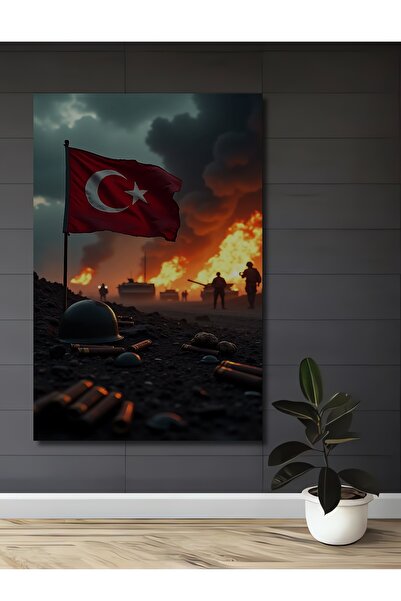 Teona Ahşap Tablou decorativ din lemn cu aspect de pictură în ulei, cu steagu...