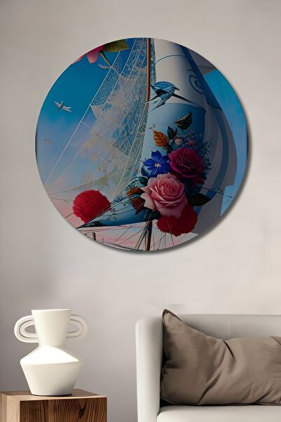 Teona Ahşap Tablou decorativ din lemn cu aspect de acuarelă, cu tematică de n...