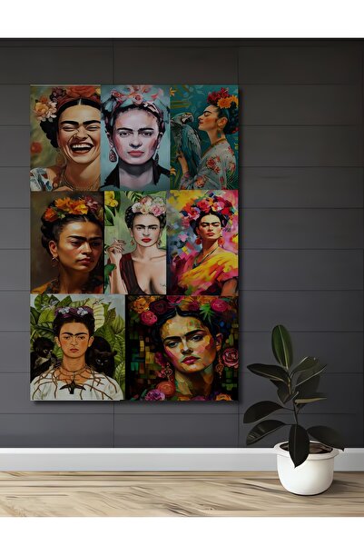 Teona Ahşap Frida Kahlo Yağlı Boya Görünümlü Modern Sanat Ahşap Ev,Antre,Salo...