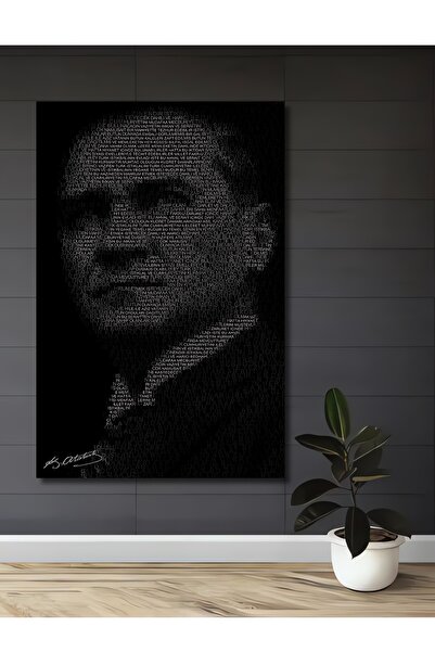 Teona Ahşap Mustafa Kemal Atatürk Sözlerinden Oluşan Yağlı Boya Görünümlü Ahş...