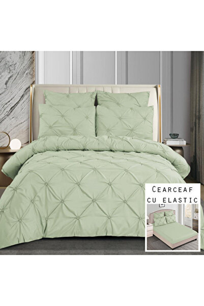 Patul Bed Linen 6 Pieces, Fine Cotton, Sulphur, Double Bed, 2 Persons, Fitted Sheet