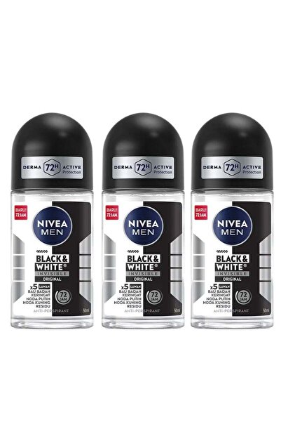 Nivea Men 3 pieces invisible deodorant in black and white, 50 ml