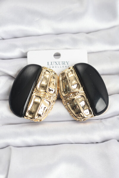 Epilons Black Color Brass Vintage Women's Earrings - Tj-Bkp11497 Zenvia-Tg4356