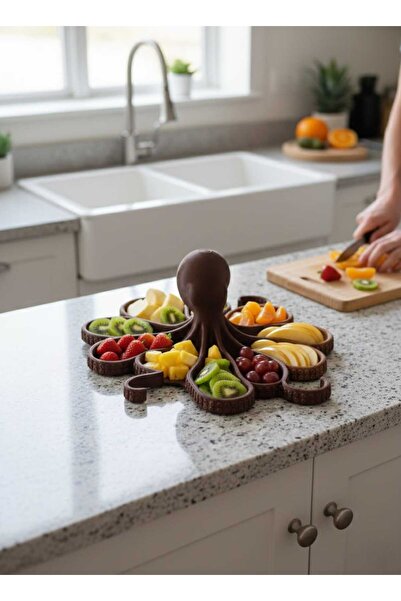 Storizaa Dekoratif Kahverengi 3D Ahtapot Takı organizeri, Sunumluk Tabak Ve Makyaj Organizeri