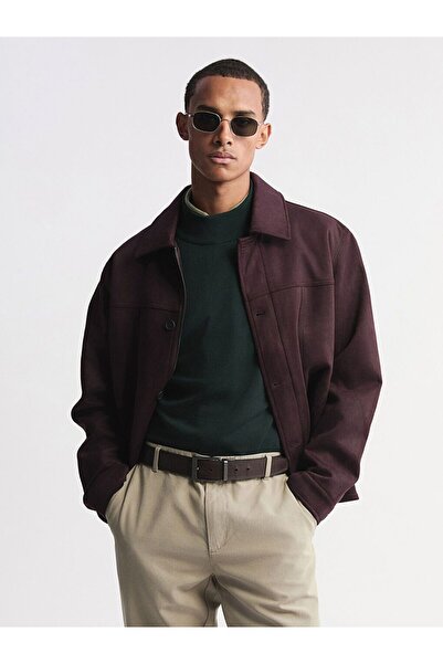 LC Waikiki Lcw Vision Plum Comfortable Fit Shirt Collar Suede Men's Jacket