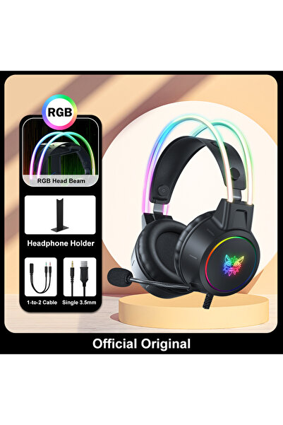 Choice سماعة رأس أونيكوما RGB سوداء مع حامل، مناسبة للألعاب على الكمبيوتر الشخصي وبلاي ستيشن 4، مزودة بميكروفون مرن عالي الدقة، وسماعة رأس 3.5 ملم.