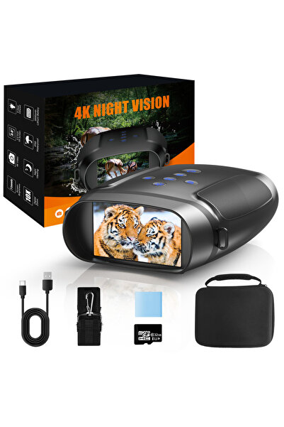 Choice منظار ثنائي بدقة 4K وذاكرة 32 جيجابايت مع رؤية ليلية، تكبير رقمي 10x، 9 مستويات، رؤية بالأشعة تحت الحمراء حتى 600 متر في الظلام الدامس.