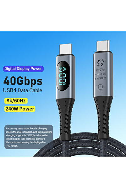 Choice كابل USB-C إلى USB-C فضي بطول متر واحد، يدعم دقة 8K بمعدل 60 هرتز، وشح...
