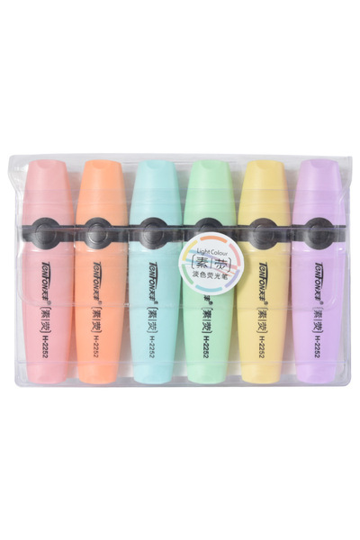 Choice مجموعة من 6 أقلام تظليل بألوان الباستيل، 6 ألوان، 6 قطع/مجموعة، قلم تح...