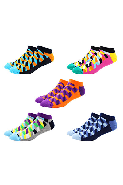 Choice EU39-46 DW012-5 Pairs 5 Pairs Novelty Fashion Colorful Casual Ankle Short Socks Harajuku Grid Space