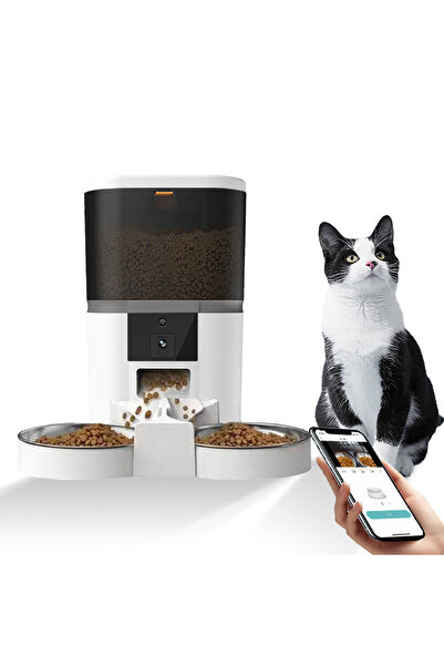 Choice موزع طعام أوتوماتيكي للحيوانات الأليفة سعة 4 لترات، أبيض اللون، مزود ب...