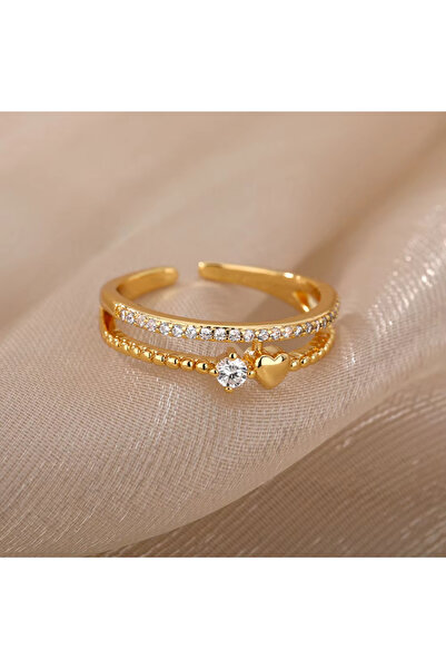Choice resizable JZ2558G-4 Colorful Cubic Zircon Ring for Women Stainless Steel Gold Color Open Ring Vintag
