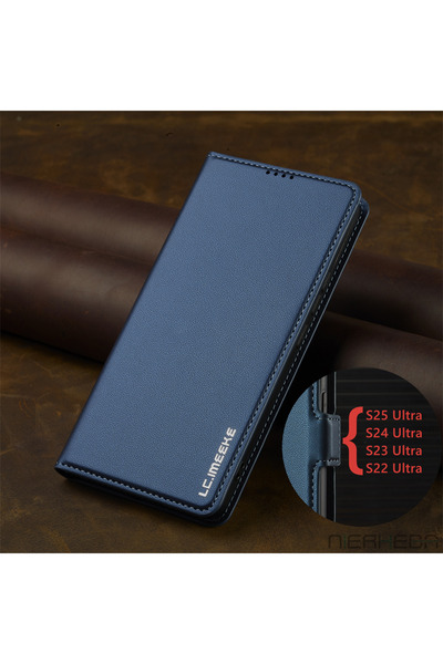 Choice جراب جلدي أزرق قلاب لهاتف S25 ألترا، متوافق مع هواتف A15، A35، A55، A1...