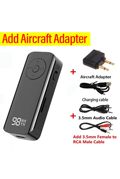 Vikefon v5.3 Add Aircraft Adapter Car Bluetooth 5.3 Audio Transmitter Receive...