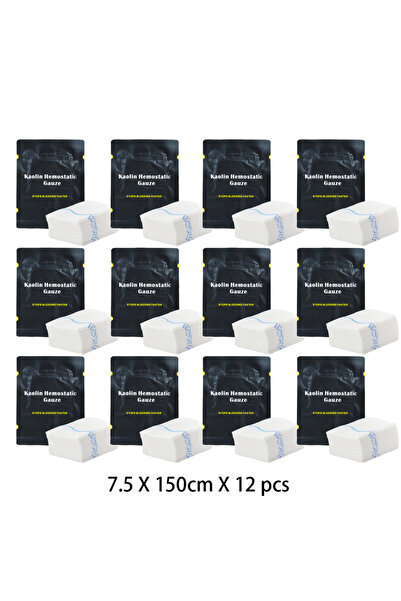 choice2 12 قطعة من شاش الكاولين لوقف النزيف، مقاس 7.5 × 150 سم، قابل للطي على...