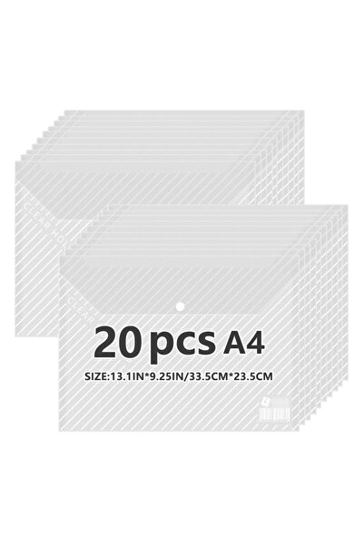 Choice 20pcs Document Bag Transparent Pp Material A4 Waterproof Document Bag Student Office Button Bag Mult