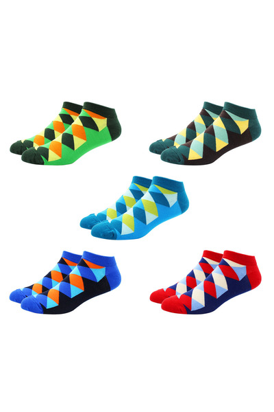 Choice مقاسات من 39 إلى 46 أوروبي DW010-5 أزواج جوارب قصيرة ملونة عصرية بتصميم هاراجوكو شبكي