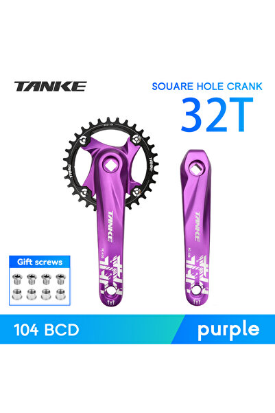 Choice ذراع تدوير بنفسجي - 32 سنًا، ذراع تدوير دراجة TANKE، ترس ذو فتحات مربع...