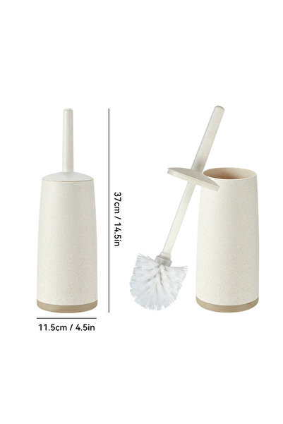 WORTHBUY Beige Plastic Toilet Brush With Standing Base Long Handle Toilet Cleaning Brush For WC Bath