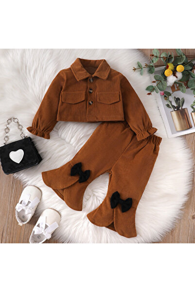 Choice سترة كارديجان بنية اللون بأكمام طويلة وياقة عريضة، مناسبة للفتيات حديث...